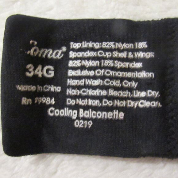Soma Cooling Balconette Black Bra 34G USED - Picture 5 of 6